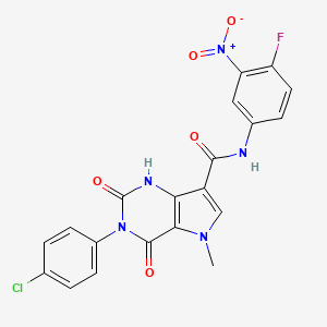 molecular formula C20H13ClFN5O5 B11274411 3-(4-chlorophenyl)-N-(4-fluoro-3-nitrophenyl)-5-methyl-2,4-dioxo-2,3,4,5-tetrahydro-1H-pyrrolo[3,2-d]pyrimidine-7-carboxamide 