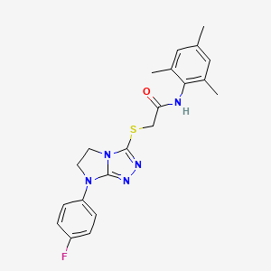 2-((7-(4-fluorophenyl)-6,7-dihydro-5H-imidazo[2,1-c][1,2,4]triazol-3-yl)thio)-N-mesitylacetamide