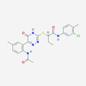 molecular formula C23H24ClN5O3S B11274442 N-(3-Chloro-4-methylphenyl)-2-{[6-(2-acetamido-5-methylphenyl)-5-oxo-4,5-dihydro-1,2,4-triazin-3-YL]sulfanyl}butanamide 