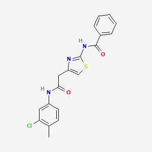 molecular formula C19H16ClN3O2S B11274454 N-(4-(2-((3-chloro-4-methylphenyl)amino)-2-oxoethyl)thiazol-2-yl)benzamide 