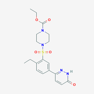 molecular formula C19H24N4O5S B11274459 Ethyl 4-{[2-ethyl-5-(6-oxo-1,6-dihydropyridazin-3-yl)phenyl]sulfonyl}piperazine-1-carboxylate 