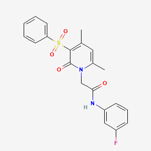 molecular formula C21H19FN2O4S B11274465 2-[4,6-dimethyl-2-oxo-3-(phenylsulfonyl)pyridin-1(2H)-yl]-N-(3-fluorophenyl)acetamide 