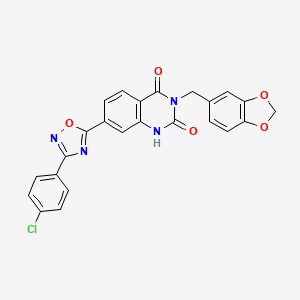 molecular formula C24H15ClN4O5 B11274476 3-(1,3-benzodioxol-5-ylmethyl)-7-[3-(4-chlorophenyl)-1,2,4-oxadiazol-5-yl]quinazoline-2,4(1H,3H)-dione 