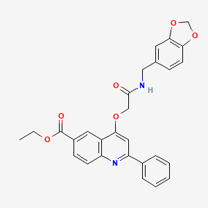 Ethyl 4-{2-[(1,3-benzodioxol-5-ylmethyl)amino]-2-oxoethoxy}-2-phenylquinoline-6-carboxylate