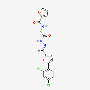 molecular formula C18H13Cl2N3O4 B11274527 N-({N'-[(E)-[5-(2,4-Dichlorophenyl)furan-2-YL]methylidene]hydrazinecarbonyl}methyl)furan-2-carboxamide 