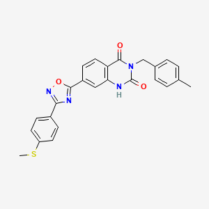 molecular formula C25H20N4O3S B11274536 3-(4-methylbenzyl)-7-(3-(4-(methylthio)phenyl)-1,2,4-oxadiazol-5-yl)quinazoline-2,4(1H,3H)-dione 