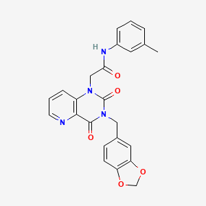 molecular formula C24H20N4O5 B11274555 2-(3-(benzo[d][1,3]dioxol-5-ylmethyl)-2,4-dioxo-3,4-dihydropyrido[3,2-d]pyrimidin-1(2H)-yl)-N-(m-tolyl)acetamide 