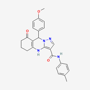 molecular formula C25H24N4O3 B11274564 9-(4-methoxyphenyl)-N-(4-methylphenyl)-8-oxo-4,5,6,7,8,9-hexahydropyrazolo[5,1-b]quinazoline-3-carboxamide 