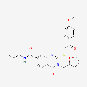 2-{[2-(4-methoxyphenyl)-2-oxoethyl]sulfanyl}-N-(2-methylpropyl)-4-oxo-3-[(oxolan-2-yl)methyl]-3,4-dihydroquinazoline-7-carboxamide