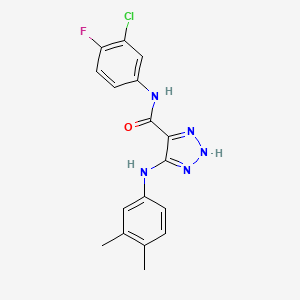 N-(3-chloro-4-fluorophenyl)-5-[(3,4-dimethylphenyl)amino]-1H-1,2,3-triazole-4-carboxamide