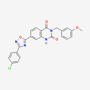 molecular formula C24H17ClN4O4 B11274597 7-(3-(4-chlorophenyl)-1,2,4-oxadiazol-5-yl)-3-(3-methoxybenzyl)quinazoline-2,4(1H,3H)-dione 