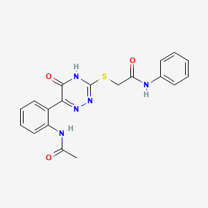 2-{[6-(2-Acetamidophenyl)-5-oxo-4,5-dihydro-1,2,4-triazin-3-YL]sulfanyl}-N-phenylacetamide