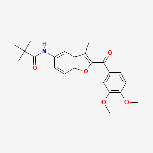 molecular formula C23H25NO5 B11274628 N-[2-(3,4-dimethoxybenzoyl)-3-methyl-1-benzofuran-5-yl]-2,2-dimethylpropanamide 