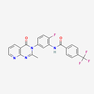 molecular formula C22H14F4N4O2 B11274649 N-(2-fluoro-5-(2-methyl-4-oxopyrido[2,3-d]pyrimidin-3(4H)-yl)phenyl)-4-(trifluoromethyl)benzamide 