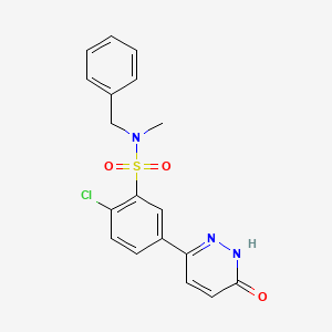 molecular formula C18H16ClN3O3S B11274695 N-benzyl-2-chloro-N-methyl-5-(6-oxo-1,6-dihydropyridazin-3-yl)benzenesulfonamide 