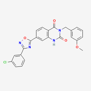 molecular formula C24H17ClN4O4 B11274722 7-(3-(3-chlorophenyl)-1,2,4-oxadiazol-5-yl)-3-(3-methoxybenzyl)quinazoline-2,4(1H,3H)-dione 