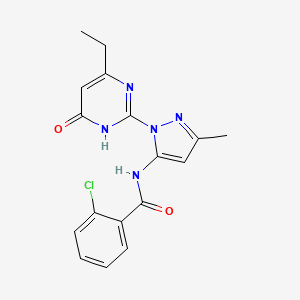 2-chloro-N-(1-(4-ethyl-6-oxo-1,6-dihydropyrimidin-2-yl)-3-methyl-1H-pyrazol-5-yl)benzamide