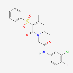 N-(3-chloro-4-fluorophenyl)-2-[4,6-dimethyl-2-oxo-3-(phenylsulfonyl)pyridin-1(2H)-yl]acetamide