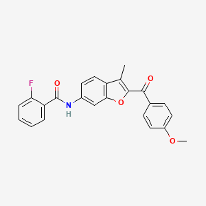 2-fluoro-N-[2-(4-methoxybenzoyl)-3-methyl-1-benzofuran-6-yl]benzamide