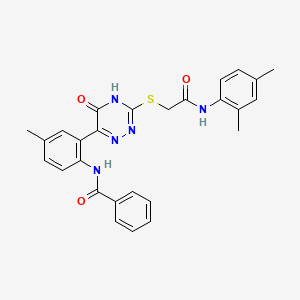 N-{2-[3-({[(2,4-Dimethylphenyl)carbamoyl]methyl}sulfanyl)-5-oxo-4,5-dihydro-1,2,4-triazin-6-YL]-4-methylphenyl}benzamide