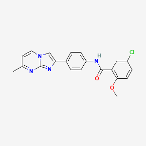 molecular formula C21H17ClN4O2 B11274782 5-Chloro-2-methoxy-N-(4-{7-methylimidazo[1,2-A]pyrimidin-2-YL}phenyl)benzamide 