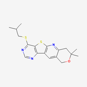 molecular formula C18H21N3OS2 B11274788 5,5-dimethyl-15-(2-methylpropylsulfanyl)-6-oxa-17-thia-2,12,14-triazatetracyclo[8.7.0.03,8.011,16]heptadeca-1,3(8),9,11,13,15-hexaene 