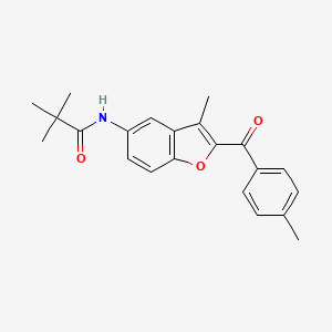 2,2-dimethyl-N-[3-methyl-2-(4-methylbenzoyl)-1-benzofuran-5-yl]propanamide