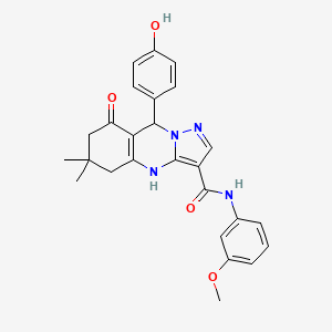 molecular formula C26H26N4O4 B11274804 9-(4-hydroxyphenyl)-N-(3-methoxyphenyl)-6,6-dimethyl-8-oxo-4,5,6,7,8,9-hexahydropyrazolo[5,1-b]quinazoline-3-carboxamide 