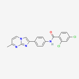 molecular formula C20H14Cl2N4O B11274814 2,4-Dichloro-N-(4-{7-methylimidazo[1,2-A]pyrimidin-2-YL}phenyl)benzamide 