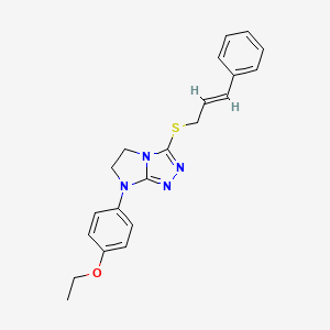 molecular formula C21H22N4OS B11274824 3-(cinnamylthio)-7-(4-ethoxyphenyl)-6,7-dihydro-5H-imidazo[2,1-c][1,2,4]triazole 