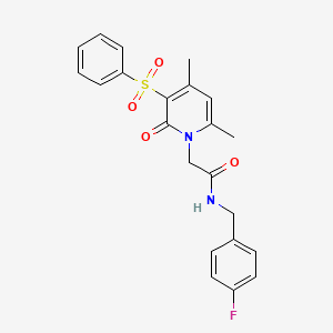 2-[4,6-dimethyl-2-oxo-3-(phenylsulfonyl)pyridin-1(2H)-yl]-N-(4-fluorobenzyl)acetamide