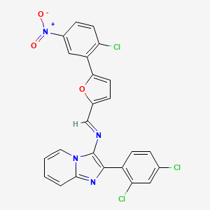 molecular formula C24H13Cl3N4O3 B11274832 N-{(E)-[5-(2-chloro-5-nitrophenyl)furan-2-yl]methylidene}-2-(2,4-dichlorophenyl)imidazo[1,2-a]pyridin-3-amine 