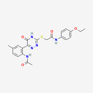 2-{[6-(2-Acetamido-5-methylphenyl)-5-oxo-4,5-dihydro-1,2,4-triazin-3-YL]sulfanyl}-N-(4-ethoxyphenyl)acetamide