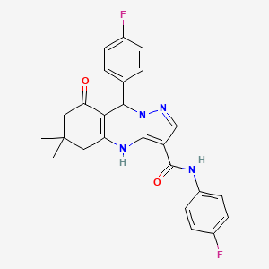 molecular formula C25H22F2N4O2 B11274891 N,9-bis(4-fluorophenyl)-6,6-dimethyl-8-oxo-4,5,6,7,8,9-hexahydropyrazolo[5,1-b]quinazoline-3-carboxamide 