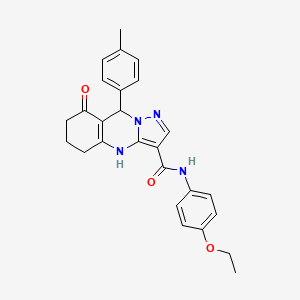 molecular formula C26H26N4O3 B11274944 N-(4-ethoxyphenyl)-9-(4-methylphenyl)-8-oxo-4,5,6,7,8,9-hexahydropyrazolo[5,1-b]quinazoline-3-carboxamide 