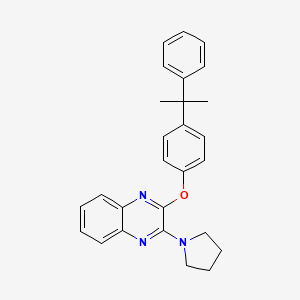 molecular formula C27H27N3O B11274945 2-[4-(2-Phenylpropan-2-yl)phenoxy]-3-(pyrrolidin-1-yl)quinoxaline 