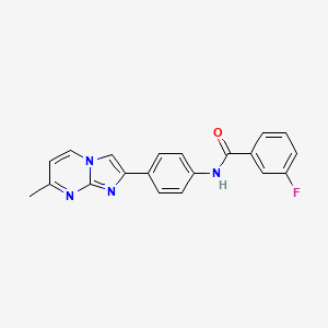 molecular formula C20H15FN4O B11274952 3-Fluoro-N-(4-{7-methylimidazo[1,2-A]pyrimidin-2-YL}phenyl)benzamide CAS No. 923113-15-9