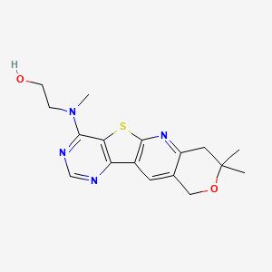 molecular formula C17H20N4O2S B11274971 2-[(5,5-dimethyl-6-oxa-17-thia-2,12,14-triazatetracyclo[8.7.0.03,8.011,16]heptadeca-1,3(8),9,11,13,15-hexaen-15-yl)-methylamino]ethanol 