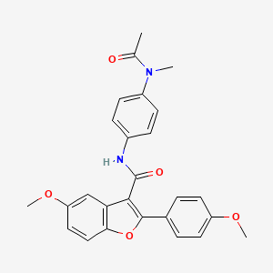 molecular formula C26H24N2O5 B11275017 5-methoxy-2-(4-methoxyphenyl)-N-(4-(N-methylacetamido)phenyl)benzofuran-3-carboxamide 