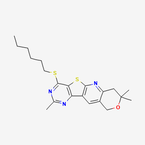 15-hexylsulfanyl-5,5,13-trimethyl-6-oxa-17-thia-2,12,14-triazatetracyclo[8.7.0.03,8.011,16]heptadeca-1,3(8),9,11,13,15-hexaene