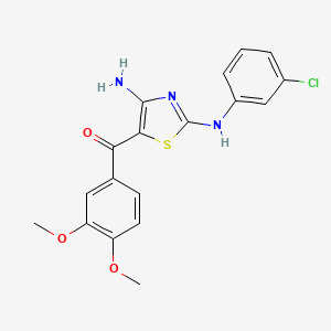 molecular formula C18H16ClN3O3S B11275050 {4-Amino-2-[(3-chlorophenyl)amino]-1,3-thiazol-5-yl}(3,4-dimethoxyphenyl)methanone 