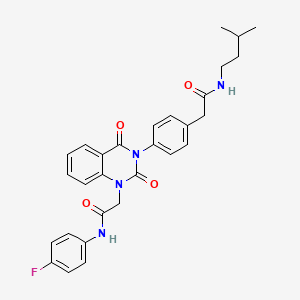 2-{4-[1-{2-[(4-fluorophenyl)amino]-2-oxoethyl}-2,4-dioxo-1,4-dihydroquinazolin-3(2H)-yl]phenyl}-N-(3-methylbutyl)acetamide