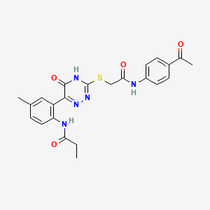 N-{2-[3-({[(4-Acetylphenyl)carbamoyl]methyl}sulfanyl)-5-oxo-4,5-dihydro-1,2,4-triazin-6-YL]-4-methylphenyl}propanamide