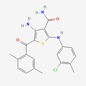 molecular formula C21H20ClN3O2S B11275097 4-Amino-2-((3-chloro-4-methylphenyl)amino)-5-(2,5-dimethylbenzoyl)thiophene-3-carboxamide 