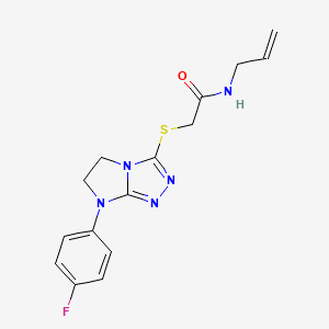 molecular formula C15H16FN5OS B11275100 N-allyl-2-((7-(4-fluorophenyl)-6,7-dihydro-5H-imidazo[2,1-c][1,2,4]triazol-3-yl)thio)acetamide 