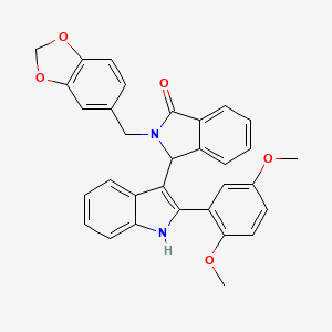 molecular formula C32H26N2O5 B11275119 2-(1,3-benzodioxol-5-ylmethyl)-3-[2-(2,5-dimethoxyphenyl)-1H-indol-3-yl]-2,3-dihydro-1H-isoindol-1-one 