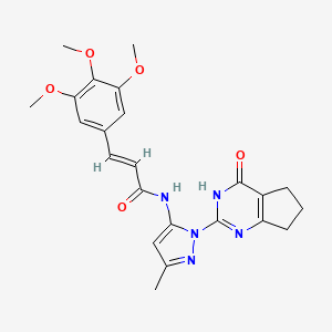 (E)-N-(3-methyl-1-(4-oxo-4,5,6,7-tetrahydro-3H-cyclopenta[d]pyrimidin-2-yl)-1H-pyrazol-5-yl)-3-(3,4,5-trimethoxyphenyl)acrylamide