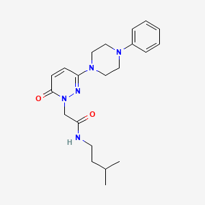 molecular formula C21H29N5O2 B11275201 N-(3-methylbutyl)-2-[6-oxo-3-(4-phenylpiperazin-1-yl)pyridazin-1(6H)-yl]acetamide 