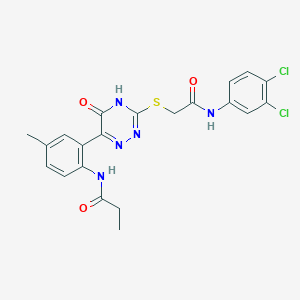 N-{2-[3-({[(3,4-Dichlorophenyl)carbamoyl]methyl}sulfanyl)-5-oxo-4,5-dihydro-1,2,4-triazin-6-YL]-4-methylphenyl}propanamide