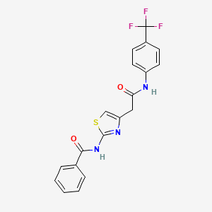 molecular formula C19H14F3N3O2S B11275274 N-[4-({[4-(Trifluoromethyl)phenyl]carbamoyl}methyl)-1,3-thiazol-2-YL]benzamide 